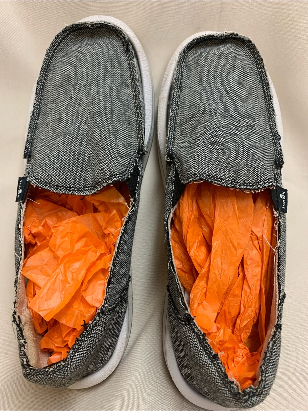 Sanuk Women's Donna Rocker Gray Canvas Slip-On Loafers – Size 10